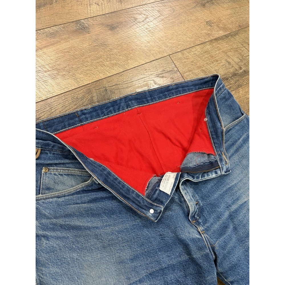 Vintage 90s Wrangler Rugged Wear Fleece Lined Jeans Made In USA Blue 38x30.5 - Picture 4 of 10